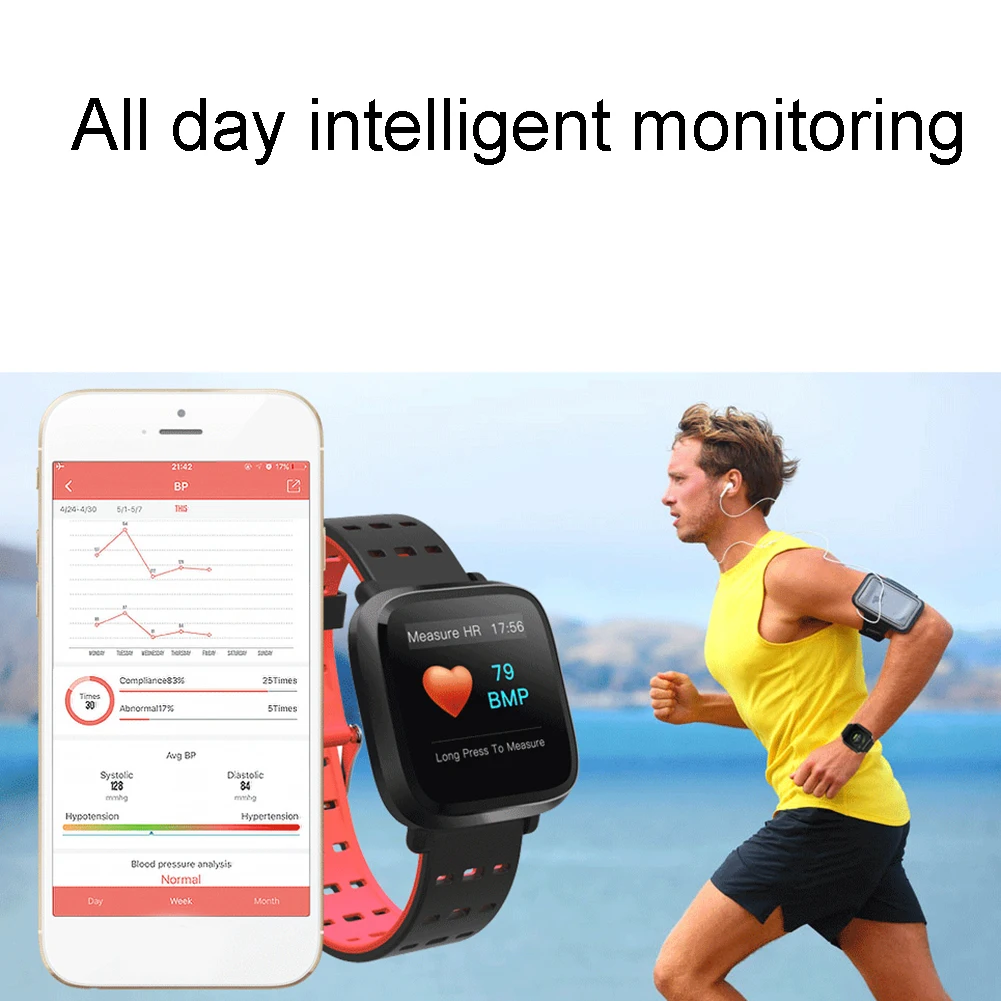 Square Screen Sports Bluetooth Wrist Watch Heart Rate Monitor Smart Bracelet