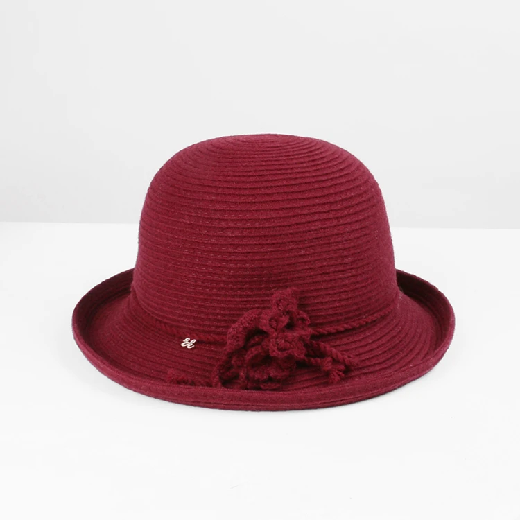 H753 женская шляпа Fedoras, Осень-зима, высокое качество, модная шерстяная шапка для женщин, простая, с коротким козырьком, в британском ретро стиле, для церковных покупок