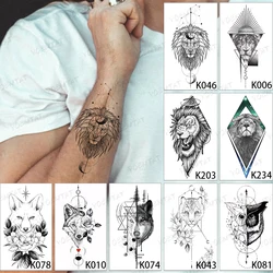 9PC Translation Waterproof Temporary Tattoo Sticker Lion Wolf Tiger Animal Flash Tatoo Woman Man Kid Child Baby Art Fake Tatto