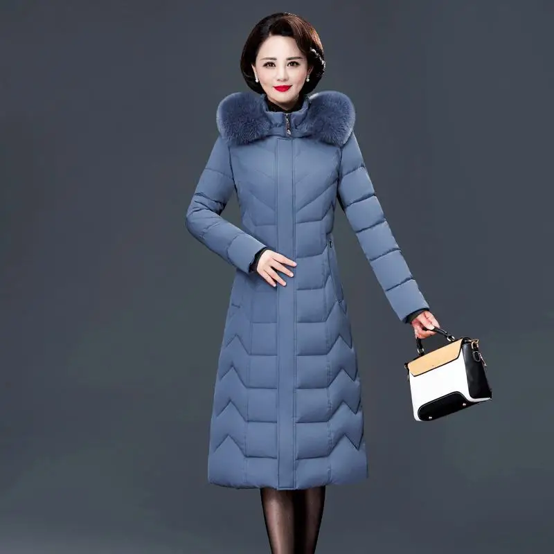 Горячая Распродажа, новое зимнее женское хлопковое пальто размера плюс, куртка с капюшоном для пожилых девушек, стильная плотная свободная парка для мам - Цвет: wu mai lan
