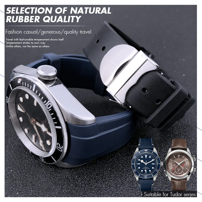 Cinturini per orologi in Silicone con estremità curva da 22mm cinturino per  orologio con chiusura a distribuzione nero blu verde per cinturino da uomo  Tudor Black Bay|Watchbands| - AliExpress