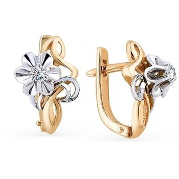 

Master brilliant earrings flowers with 2 diamonds in red gold