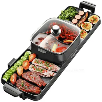 

Electric Grill Home Korean Multi-function Bakeware Dual-use Grilled Hot Pot BBQ One-Piece Pot 6-10 People