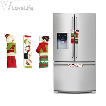 

3PCS Christmas Refrigerator Door Handle Covers Microwave Oven Dishwasher Kitchen Appliances Gloves Door Handle Cloth Protector