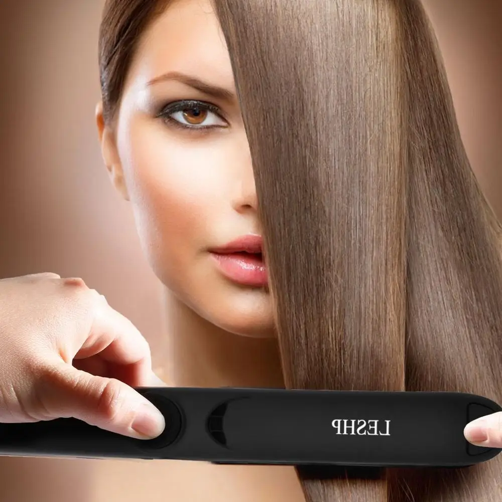 

Ceramic Heating Plate LED Display PTC Heater 360 Swivel Cord Auto Shut-off Hair Straightener With Front Hand Grip