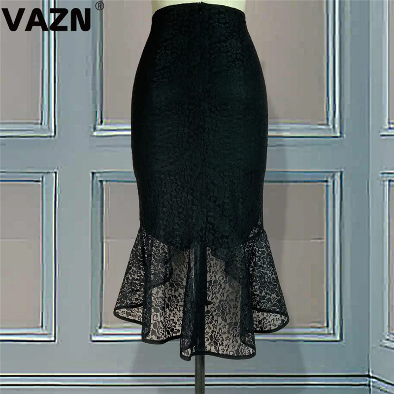 VAZN, новинка, для молодых леди, для заметок, сексуальные, повседневные, модные, классические, черные, для взрослого возраста, дизайнерские, высокая талия, облегающие, для женщин, Русалка, миди юбки