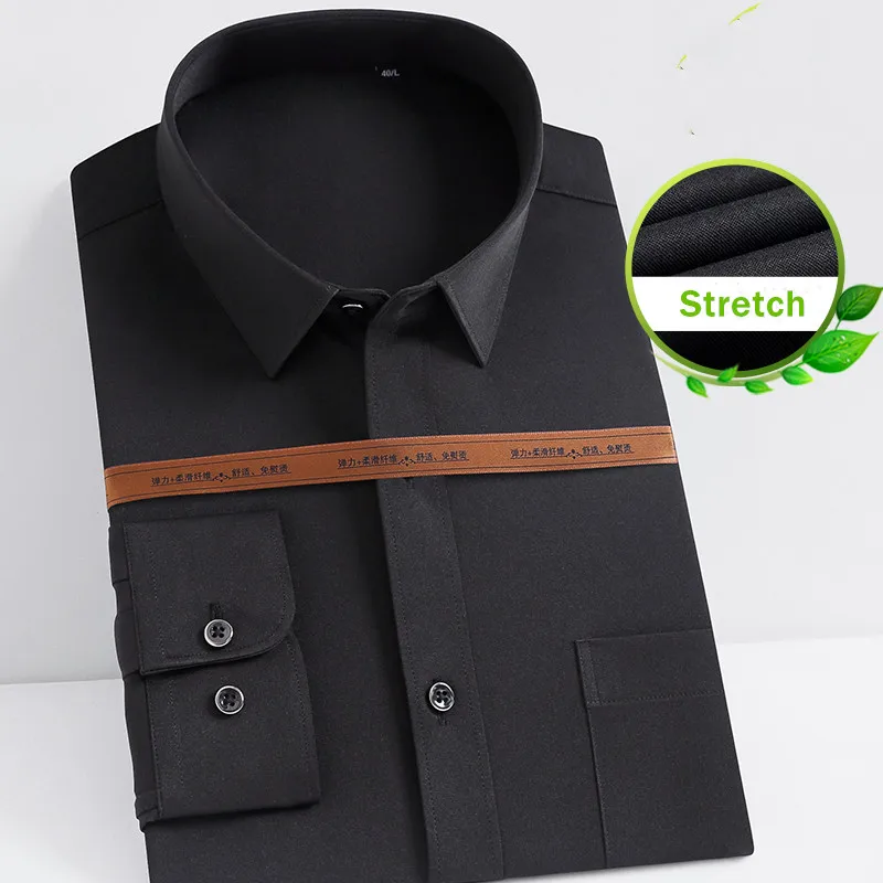 Рубашка мужская стрейчевая с длинным рукавом классическая сорочка Slim Fit деловая