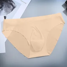Sexy Mens Underwear Transparent Y-Front Briefs Mid Waist One Piece Plus Size ice silk men underwear Quick Dry Mens Pantines 2021