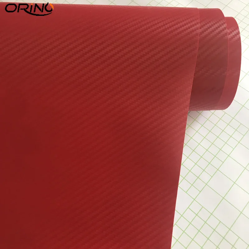 Red 3D Carbon Fiber Vinyl Wrap Sticker-5