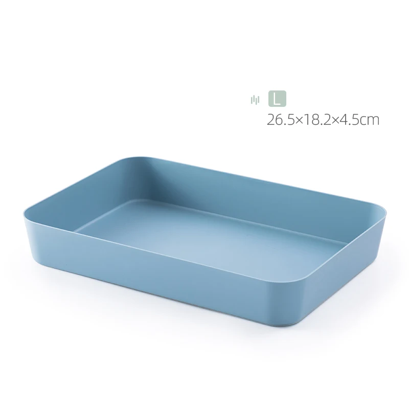 Blue Органайзер для косметики, столовых приборов, поднос, органайзер для ящиков, разделители, пластиковые ящики для хранения для кухни - Цвет: Blue