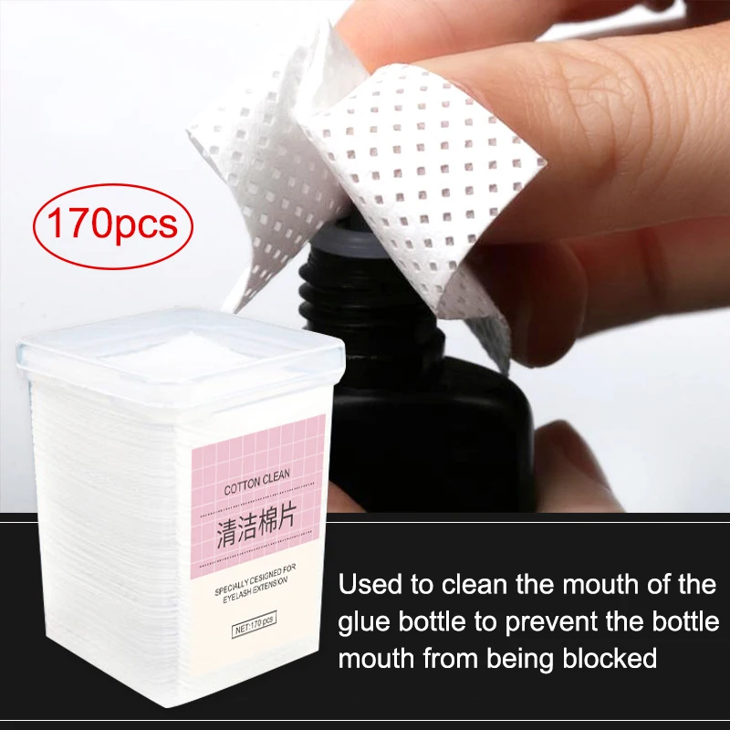 

170 Pcs Eyelash Extension Glue Remover Cotton Wipes Non-woven Fabric Lint Free Paper Pads CJ666