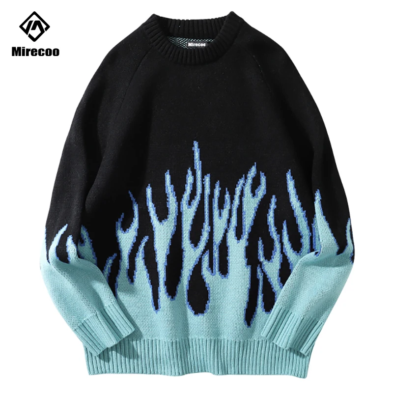 Зимние хипстерские мужские хлопковые свитера Flame Мужской пуловер с длинным