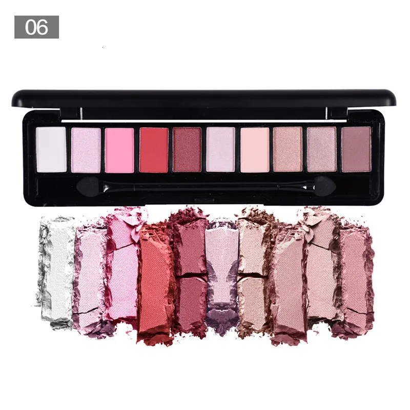 06 BeautyBigBang 10 цветов 10 г Тени для век палитра для макияжа натуральный Sombra розовый коричневый тени для век Shimmer Shine пигментная пудра - Цвет: 06