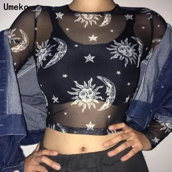 

Umeko Streetwear Gothic Women Shirts T Shirt Womens Clothing Mesh Top Unif Womens Short Sleeve Tops Polyester Plus Size S-5XL