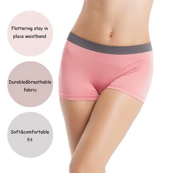 

1/3/PC Soft Cotton Panties Women Seamless Underwear Breathable Anti-bacterial Boxer High Waist Soild Shorts For Female