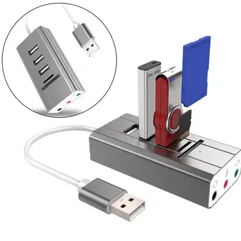 

2020 NEW Multifunction USB 2.0 Hub Sound Card TF SD Card Reader Laptop PC 3 Audio Ports