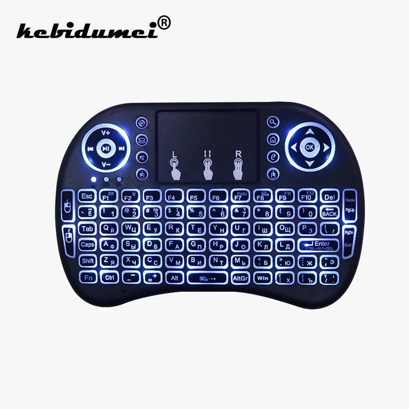

3 colors Backlit i8 Mini Wireless Keyboard 2.4ghz English Russian Air Mouse with Touchpad Remote Control for Android TV Box