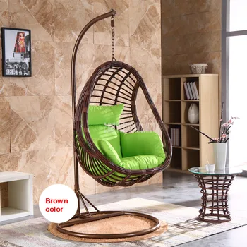 

Single Swing Seat PE Rattan Weave Swing Hanging Chair With Soft Seat Cushion Home Balcony Leisure Living Room Single Lazy Chair