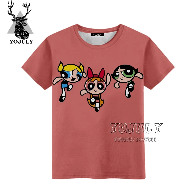 YOJULY The Powerpuff/детская одежда с 3D-принтом для маленьких девочек и мальчиков детская футболка Лидер продаж, модная одежда с круглым вырезом, A470