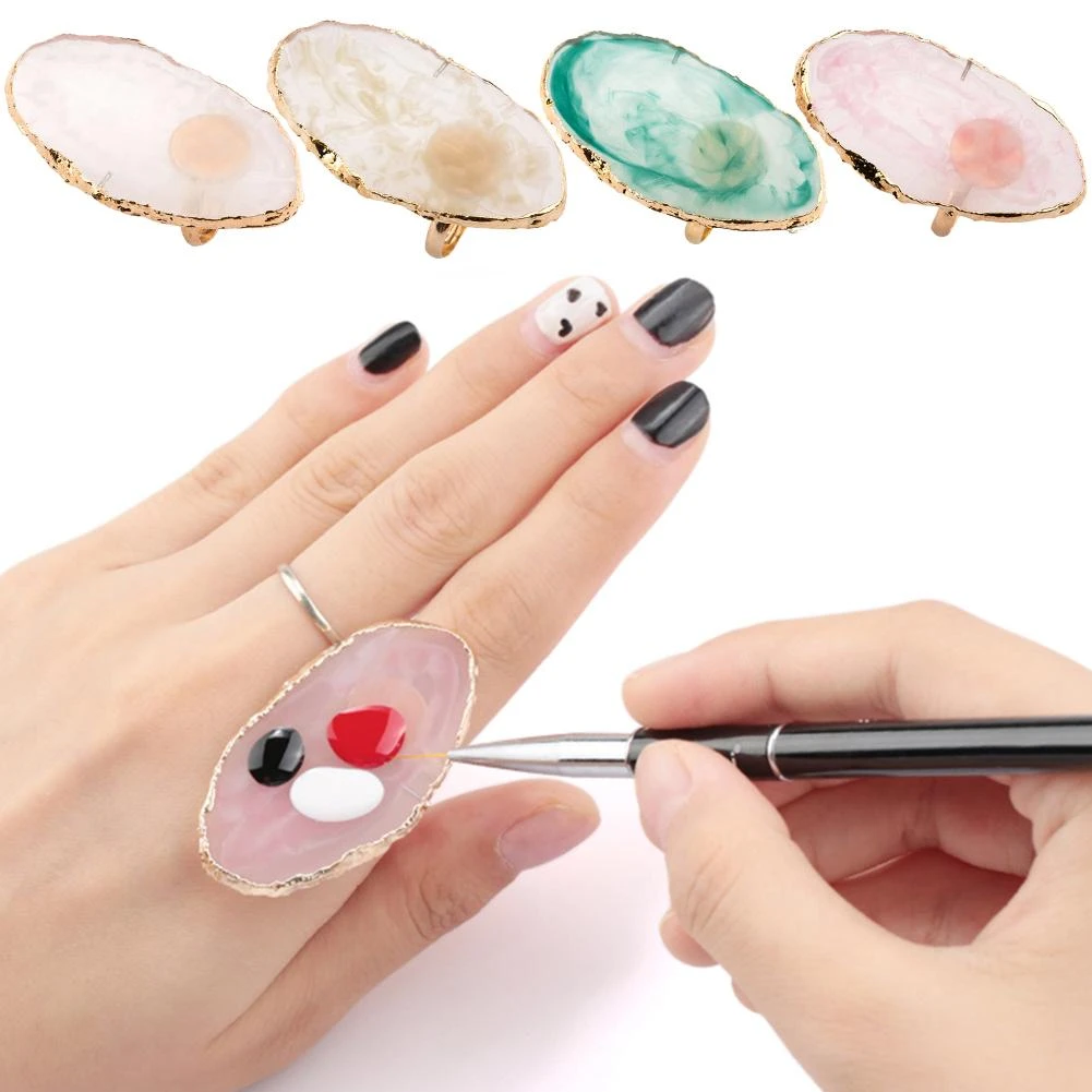 Resin Nail Palette Art Finger Ring Plate Gel Polish Cream Holder Mixing  Color Palette Nail Art Equipment Cosmetic Makeup Pallete| | - AliExpress