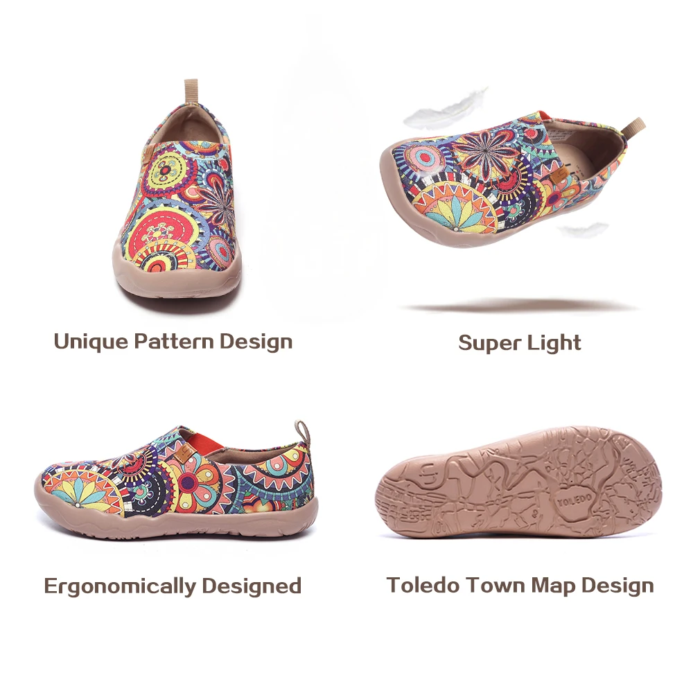 UIN Blossom Design Красочный Арт Окрашенный Холст Мокасины для Женщин Широкие Ноги