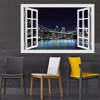 3D Window View wall Sticker New York Brooklyn Removable Night Wall Art  Wallpaper Kitchen Room decor aesthetic poster prints 4