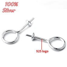4 adet/grup 925 Ayar Gümüş 9 karakter Tepsi İğne Basit Küpe İnci Şapka Diy El Yapımı Takı Aksesuarları Toptan(China)