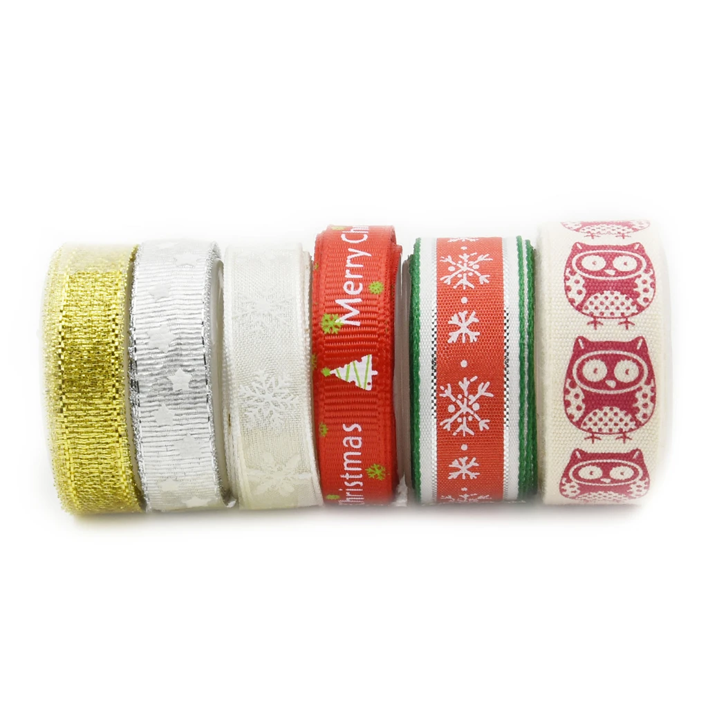 9 Pieces 2 Yards Grosgrain Ribbons Trim for DIY Christmas Tree Party Decoration Gold Rot Silber Schleifenband