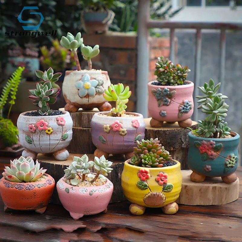 Mini Bag Flower Pots Ceramic Creative Square Color Painting Glazed  Breathable Desktop Hand-painted Succulent Pots Simple Decor - AliExpress