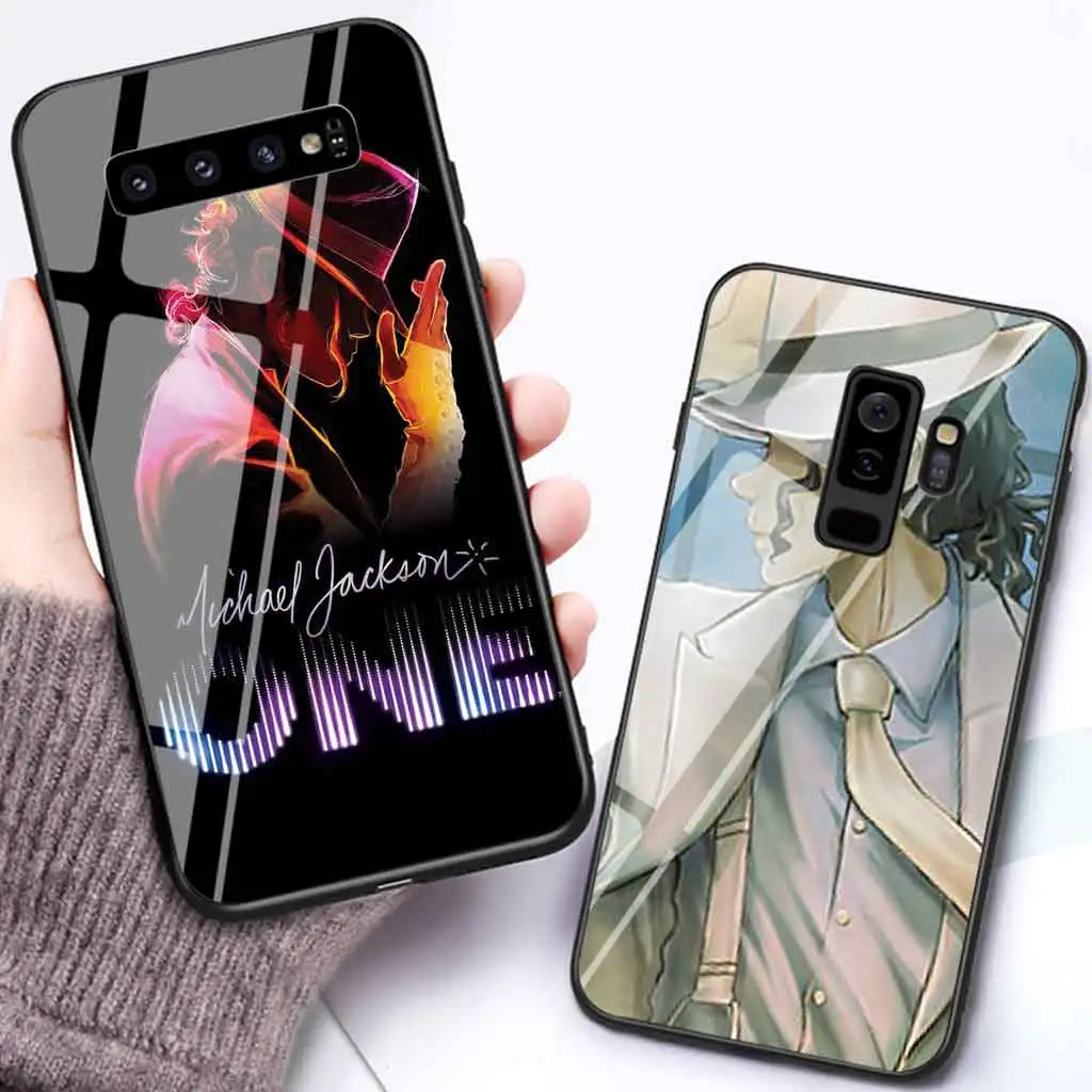 

Glass case for samsung galaxy s9plus s7 edge s8 s9 plus s10 lite note 8 note9 Michael Jackson cartoon anti-fall cover coque