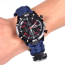 Открытый Кемпинг выживания часы медицинский многофункциональный компас термометр спасательный Паракорд Браслет Оборудование Набор инструментов