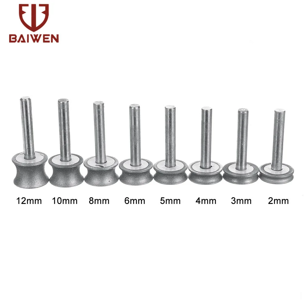 2mm-12mm Concave Diamond Grinding Wheel Glass Burr Drill Bits Abrasive for Bracelet Ring Jade Carving Polishing Wheels