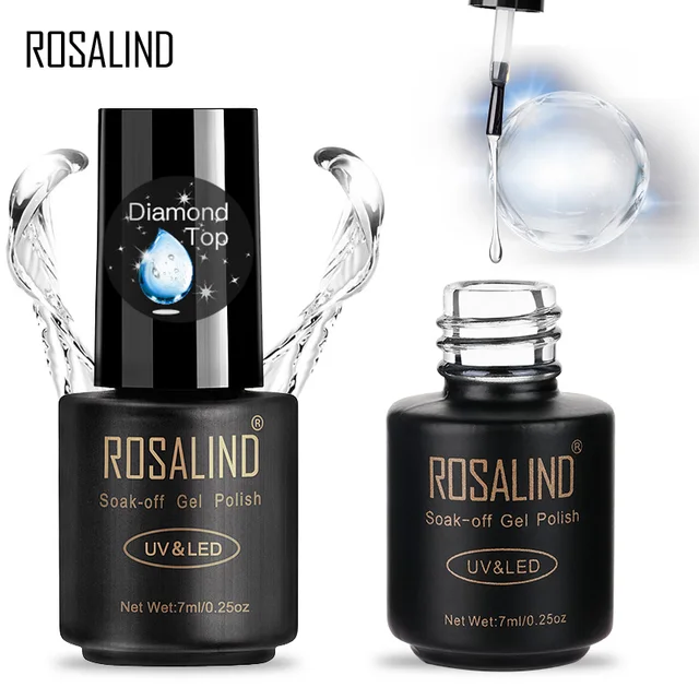 ROSALIND Gel smalto per unghie Top Base Coat 7ml Diamond trasparente Long Lasting Manicure UV Primer Gel lacca Nail Art Base Coat 2