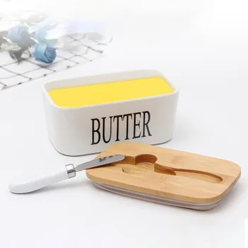 

Nordic Style Butter Box With Knife Ceramic Butter Sealing Plate Dish Storage Tray Cheese Food Storage Containers Kitchen Items