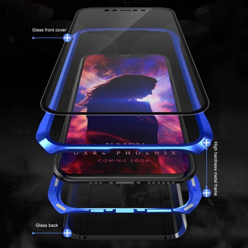 Cellphone Front Back Cover For IPhone 11 Pro Max Magnetic Adsorption Phone Case Double Sided Tempered/Toughened Glass Protector