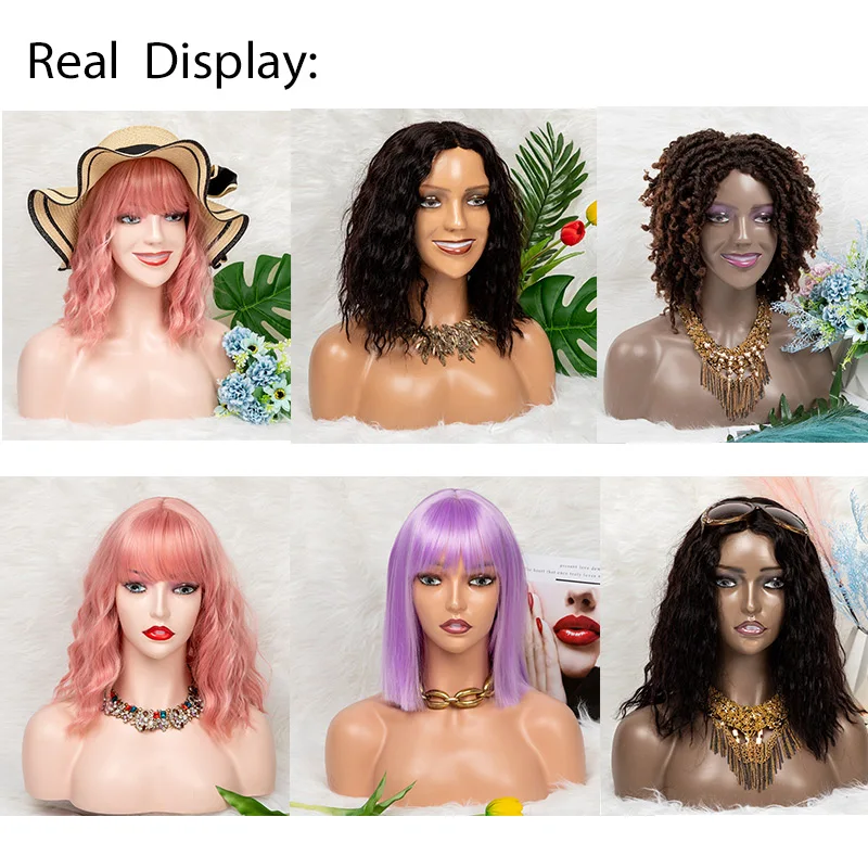Nunify Doll Head For Wig Smile Face Mannequin Head Display Stand Manikin Head Different Makeup Mannequin Head With Shoulders