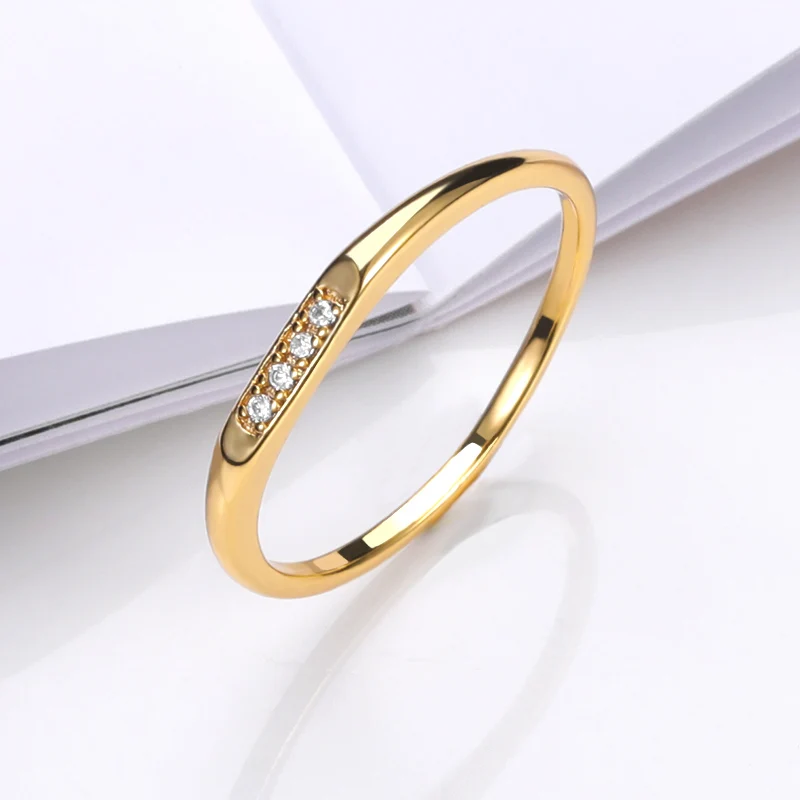 Four Small Zircon Couple Glisten Stainless Steel Finger Rings Women Wedding Jewelry wedding rings finger rings fashion rings zircon rings fashion ring couple rings stainless steel rings metal rings
