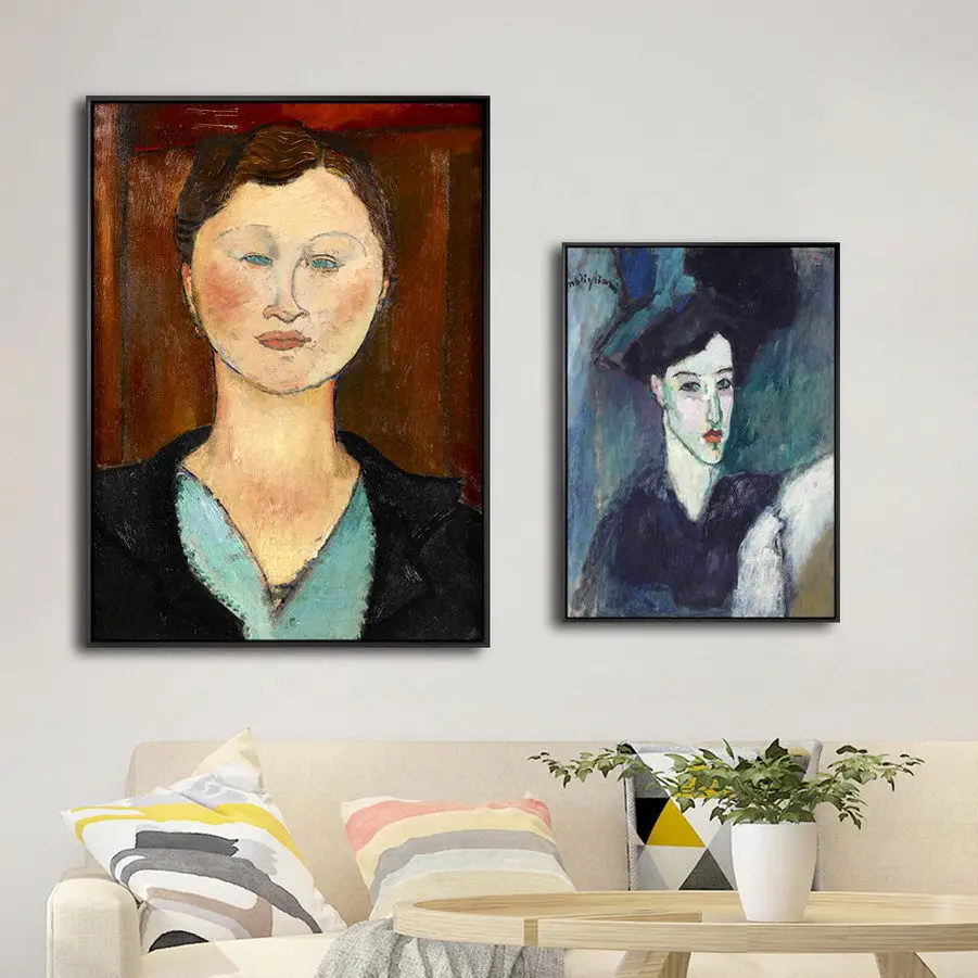 

Italy Giclee Print Painting Core Customizable Modigliani Retro Figure Hanging Painting Restaurant Mural Painting Heart