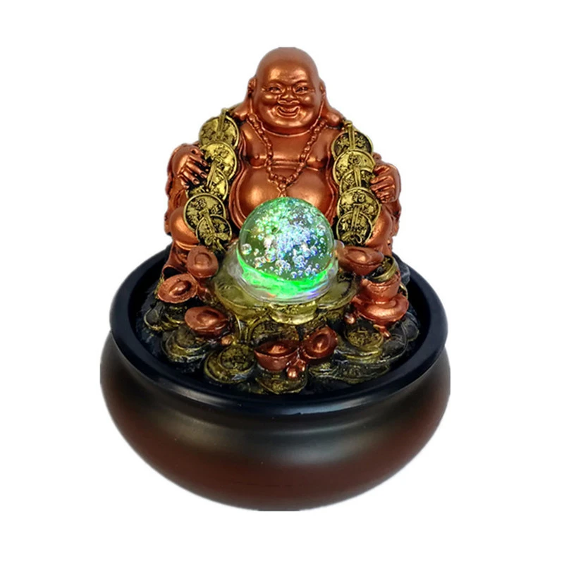 Lucky Money Maitreya Будда для дома и офиса фэн-шуй украшения на стол светодиодный светильник шар крытый фонтан чай домашнее животное