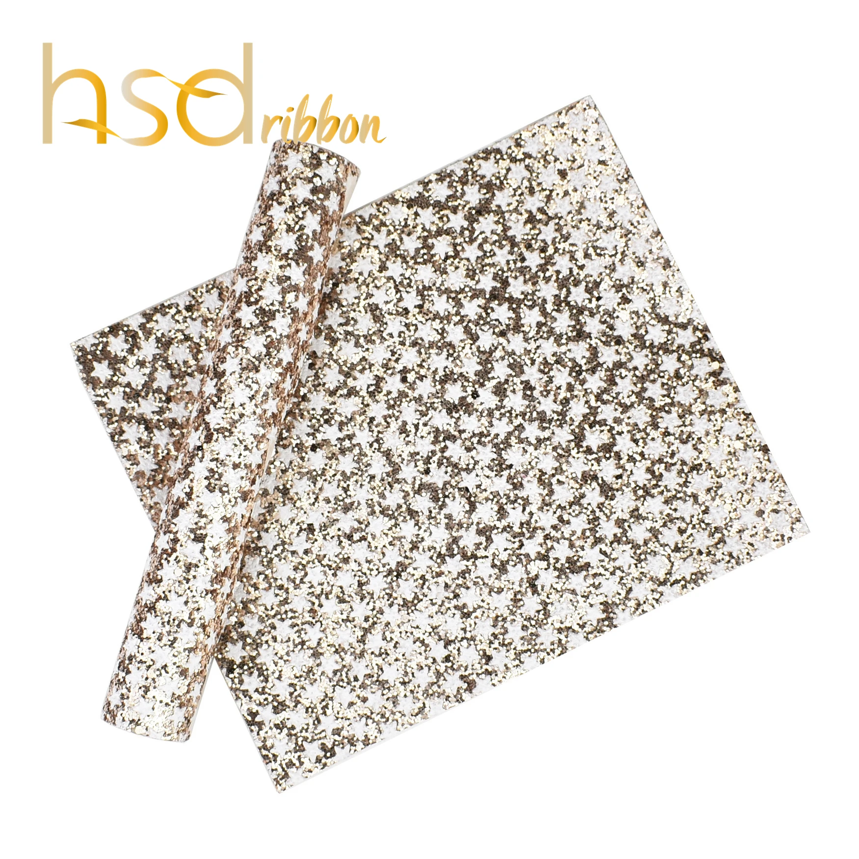 HSDCraft 20x34 см A4 белая звезда напечатана на синтетической блестящей кожаной ткани, DIY материалы ручной работы