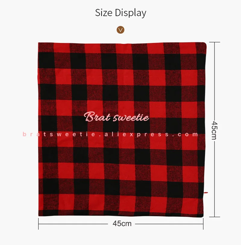 Red and Black Christmas Buffalo Check Plaid Pillow Case Valentines Day Polyester Cushion Covers Pillowcase for Home Decorations