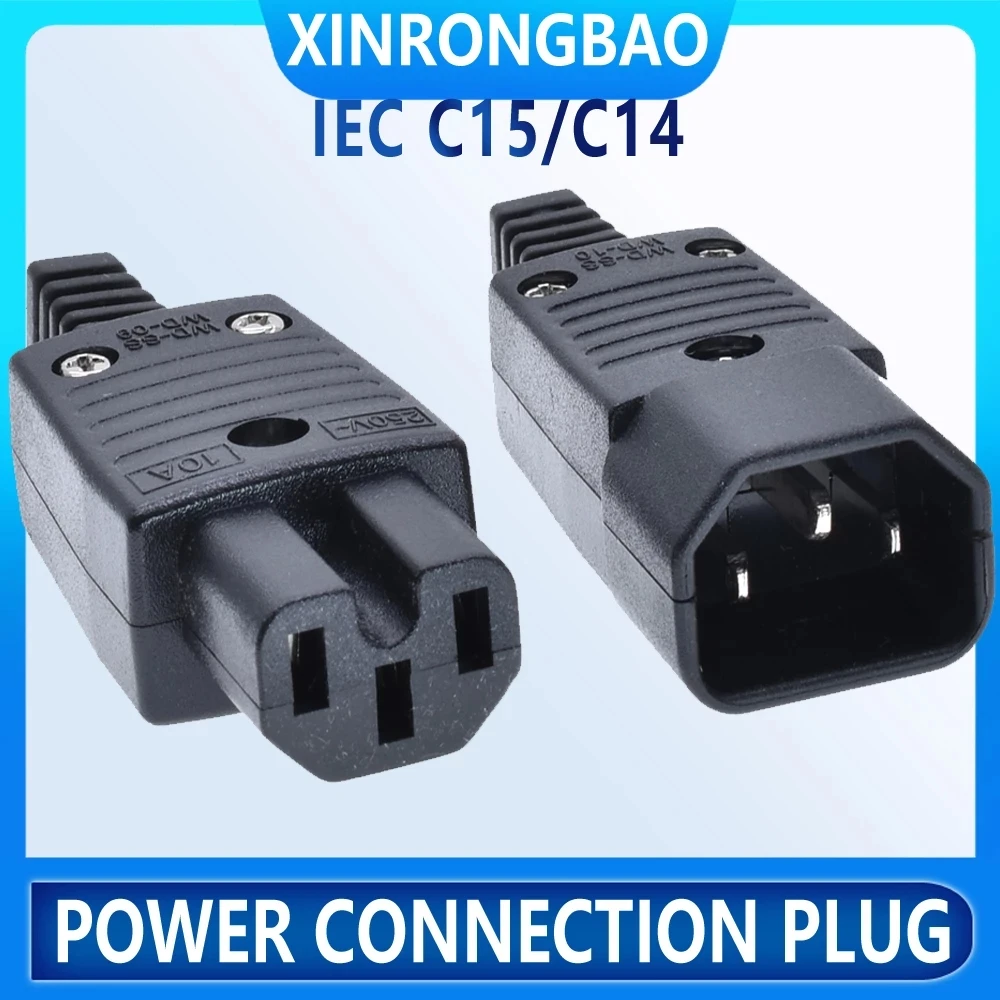 IEC C15 C14 C13 power connector 10A250V AC 3 prong electric plug adapter