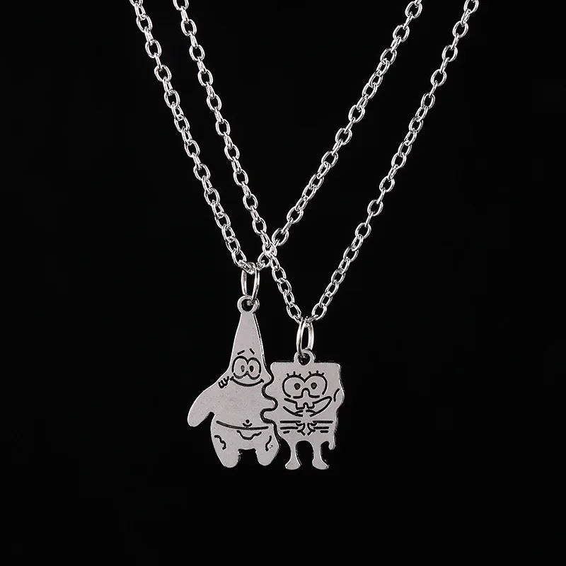 2Pcs/Set Fashion Best Friends Love Couple Pendant Necklace Cartoon Character Star Good Jewelry Gifts Wholesale | Украшения и