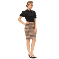 Fashion Shirts Summer Ladies Vintage Women Bow-Knot Decorated Short Sleeve Stand Collar Tops Solid Elegant Slim Party Office OL 2