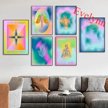 

70s Grainy Gradient Aura Canvas Poster Psychedelic Aesthetic Decor Spiritual Art Mindful Nordic Modern Wall Home Decor Prints