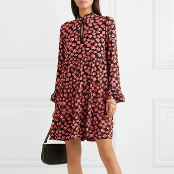 

Ga~2020 Summer Sweet Pullover Chiffon Dress Printing Women's Wear Dress 190206 Hair