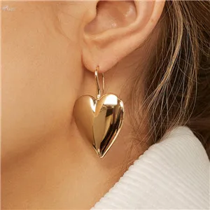 AOMU Vintage Lovely Exaggeration Red Heart Pendant Earring S925 Sterling Silver Pin Drop Dangle Earring For Women Jewelry Set