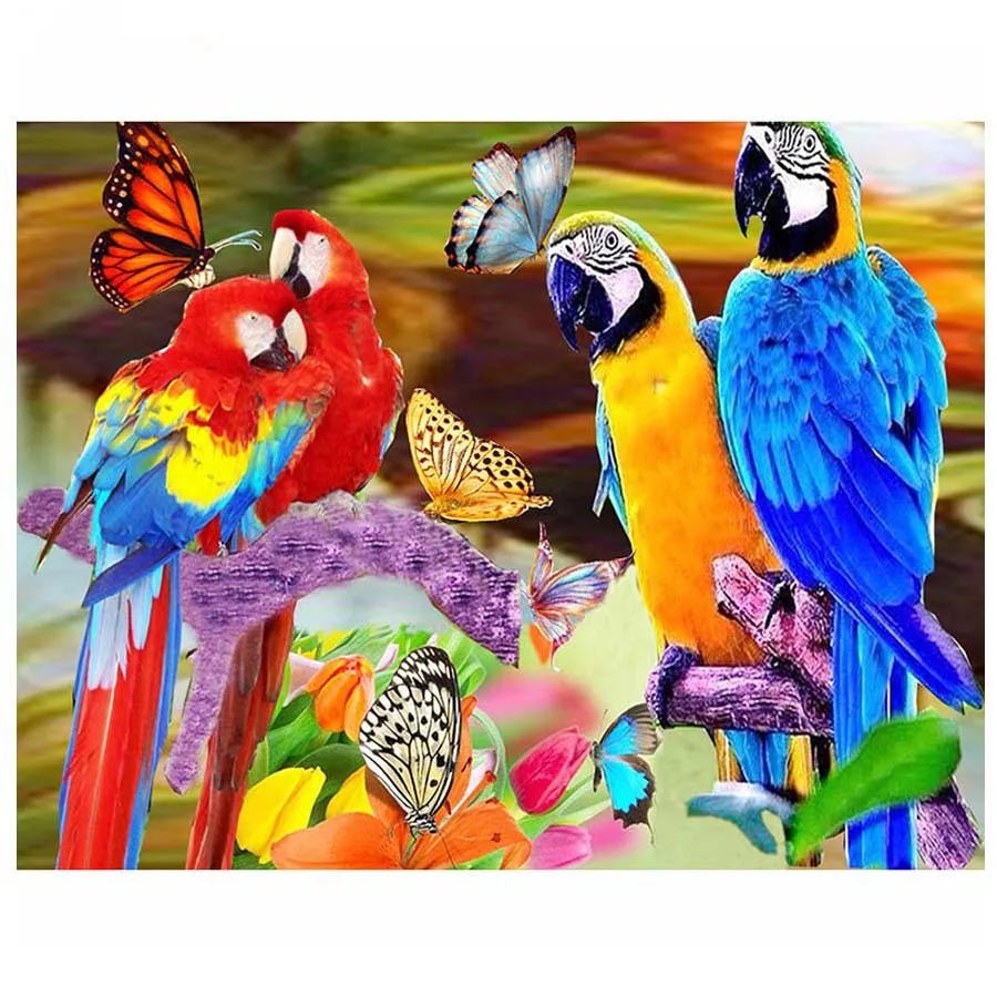 DIY Square round Diamond Painting birds New Arrival Embroidery Colorful parrot Complete Kit Home Decor Accessories | Дом и сад