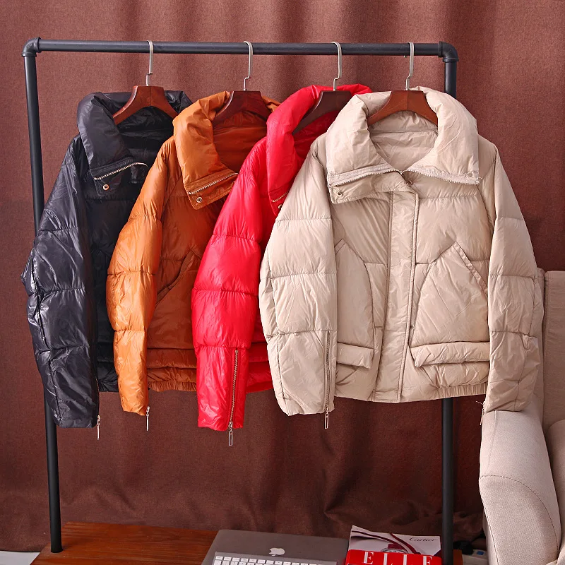 Fluffy And Full~ 19 Years Winter Four Colors Loose-Fit Slimming Long Sleeve Stand Collar down Jacket Casual down Coat Women's