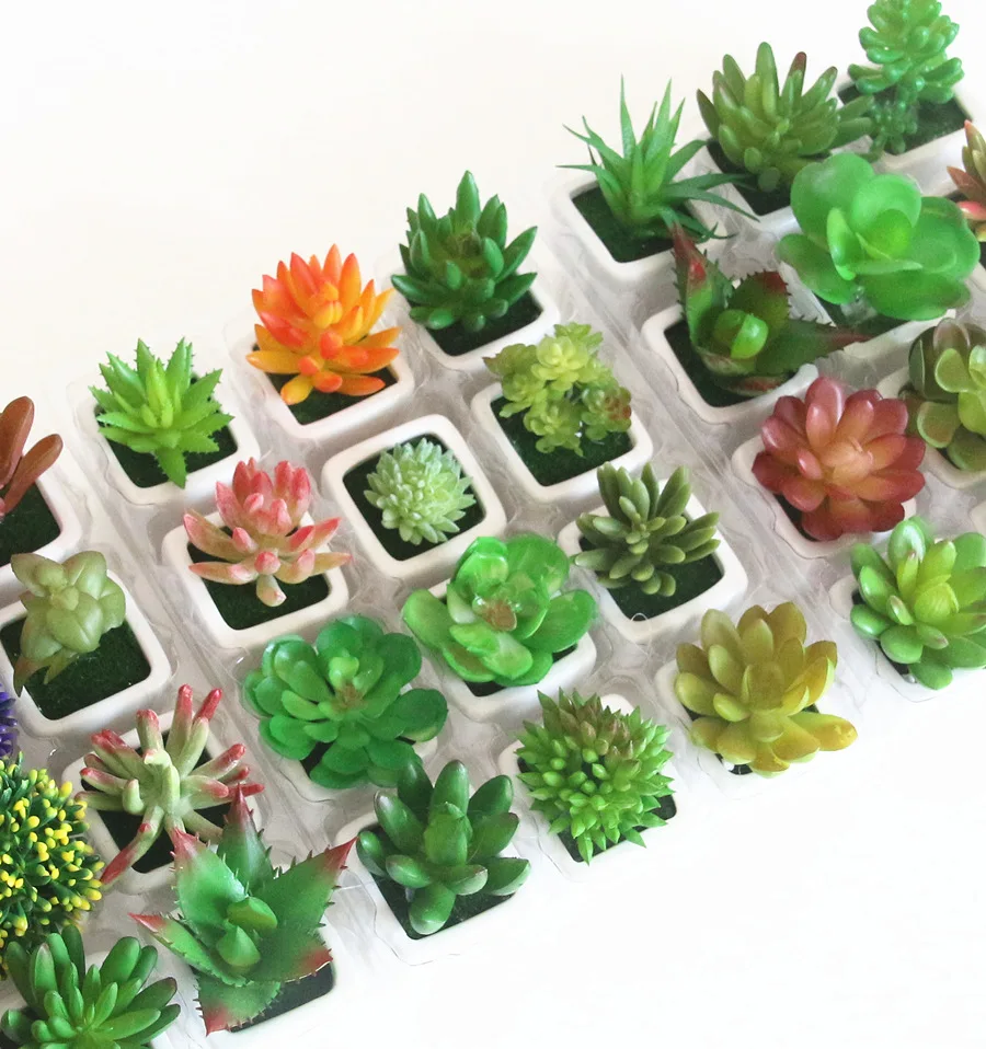 

1PCS Lovely Artificial Plants with Pot Simulation Succulents Mini Bonsai Potted Placed Green Fake Plants Table Decoration